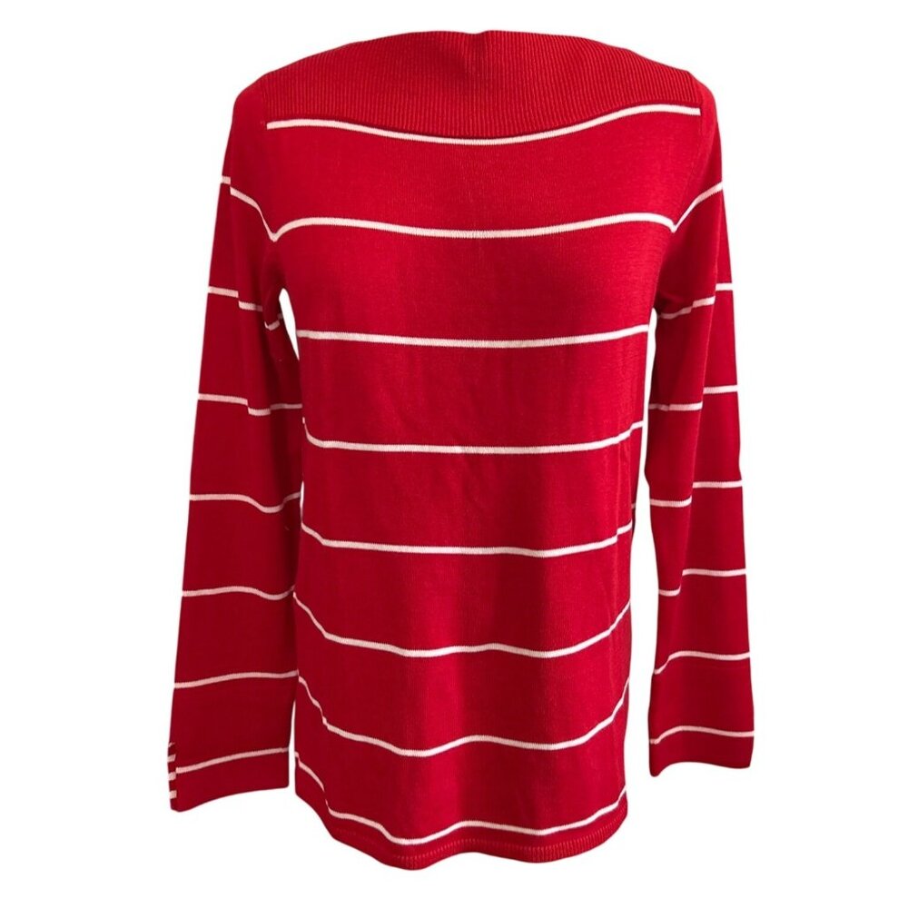 Chaps Red & White Striped Long Sleeve Cotton Modal Sweater M Nautical Style